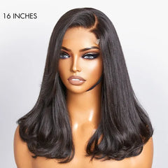 90's Blowout 5x5 HD Lace Glueless C Part Long Wig with Bangs 100% Human Hair