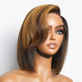 Mix Ombre Highlights Glueless 5x5 Closure HD Lace Bob Wig | Large & Small Cap Size