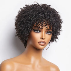 Dark Red / Blonde Highlights / Natural Black Afro Curls Glueless Ready to Go Wig Beginner Friendly - US Only
