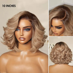 Ombre Ash Blonde Layered Bob Blowout Style Minimalist HD Pre-Cut Lace Glueless Short Wig - US Only