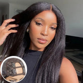 Kinky Straight U Part Quick & Easy Affordable 100% Human Hair Wig