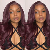 Chic Burgundy 99J Layered Cut Loose Body Wave Glueless 5x5 Closure Lace Wig Pre-Cut Lace - US Only