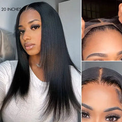 Black 180% Density Layered Cut Glueless 5x5 Closure Lace Wig Pre-Plucked Hairline - US Only