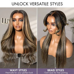 PreMax Wigs - Blonde Highlight Silky Straight 13x4 Frontal Lace Glueless Long Wig Pre-Cut Lace