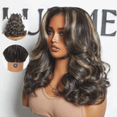 Curtain Bangs Blonde Highlight Loose Wave Glueless 5x5 Closure Pre-Cut Lace Wig All Head Sizes Fit Cap - US Only
