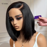 Layered Cut Yaki Straight Left C Part Glueless Minimalist HD Lace Bob Wig Ready to Go