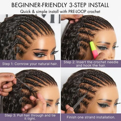 Readitress™ Pre-Separated Feather Crochet Human Hair for Miracle Knots Boho Braids | Silky Straight Protective Style (Free Gifts Included) - US Only