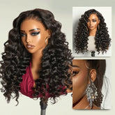 NatureMAX 200% Density Deep Wave Glueless 13x6 HD Lace Front Wig Human Hair Pre-Cut Lace Flexi-Fit Drawstring Cap