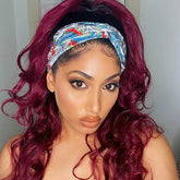 Put On & Go Glueless Sugar Plum Dark Root Headband Wig 100% Human Hair
