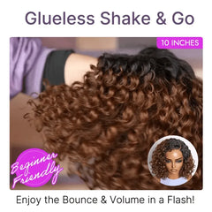 Ready to Go Ombre Brown Water Wave Short Curly Bob Wig Glueless Minimalist HD Lace Wig Pre-Cut Lace