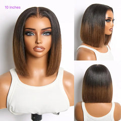 Luvme All-Day Comfort™ Wig Ombre Brown Silky Blunt Cut Bob Glueless 7x6 Closure HD Lace Wig Pre-Cut Lace