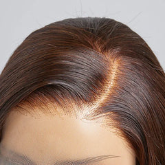 Amanda Honey Brown Highlight Glueless 13x4 Frontal Lace Side Part Long Wig | Large & Small Cap Size