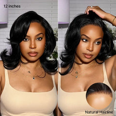Effortlessly Chic Butterfly Cut Layered Wavy Glueless HD Minimalist Lace Short Wig