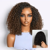 Wear & Go Ombre Brown Fluffy Curly 180% Density Glueless 5x5 Closure HD Lace Wig Pre-Cut Lace