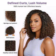 Wear & Go Ombre Brown Fluffy Curly 180% Density Glueless 5x5 Closure HD Lace Wig Pre-Cut Lace
