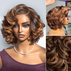 1 SEC INSTALL WIG | Mature Boss Brown Ombre Highlight / Natural Black Loose Wave Glueless Minimalist HD Lace Wig Pre-cut Lace