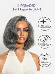 Boss Vibe Salt & Pepper Layered Bob Glueless Pre-Cut Minimalist HD Lace Grey Wig