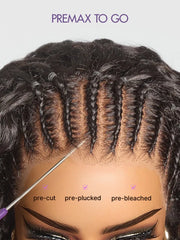 Readitress™ Knotless Fulani Braids Deep Wave Glueless Ear-to-ear 13x4 Frontal HD Lace Wig Human Hair