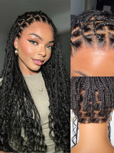 OwnScalp™ Light Weight Flexi-Fit Invisi Drawstring Cap Full Lace Knotless Boho Curls Braided Long Wig Super Natural Scalp Pre-Cut Lace