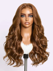 All Day Curl Hold Honey Chestnut Brown 180% Density Loose Wave 7x6 Closure HD Lace Glueless Wig Pre-Cut Lace