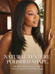 180% Density Light Kinky Straight Butterfly Cut Layered Glueless 7x6 Closure HD Lace Wig Pre-Cut Lace