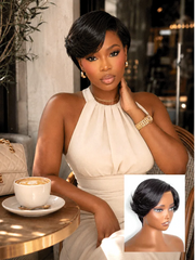 Elegant Natural Black Layered Short Pixie Cut Minimalist HD Lace Wig Pre-cut Lace