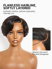 Elegant Natural Black Layered Short Pixie Cut Minimalist HD Lace Wig Pre-cut Lace
