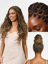 OwnScalp™Ombre Honey Blonde French Curl Knotless Boho Braids HD Full Lace Long Wig Flexi Fit Invisi Drawstring Cap - US Only