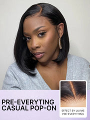 PreMax Wigs | Super Natural Hairline Silky Blunt Cut Bob Glueless 13x4 Frontal Lace Human Hair Short Wig Pre-Cut Lace