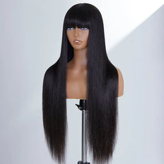 Vanessa Style Silky Straight With Bangs No Lace Glueless Long Wig 100% Human Hair