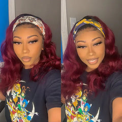 Put On & Go Glueless Sugar Plum Dark Root Headband Wig 100% Human Hair