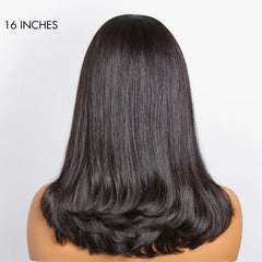 90's Blowout 5x5 HD Lace Glueless C Part Long Wig with Bangs 100% Human Hair