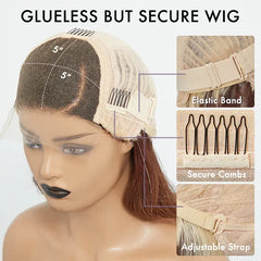 Brown Blonde Ombre Body Wave 5x5 Closure HD Lace Glueless Side Part Wig 100% Human Hair