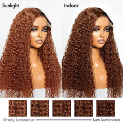 Reddish Brown Ombre Water Wave Glueless 5×5 Closure Lace Wig Pre-bleached - US Only