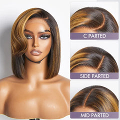 Mix Ombre Highlights Glueless 5x5 Closure HD Lace Bob Wig | Large & Small Cap Size
