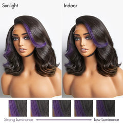 Purple Highlights Loose Wave Glueless 5x5 Closure HD Lace Wig | Large & Small Cap Size