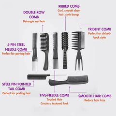 US Only | 7pcs / 1 Set Antistatic Heat Resistant Hair Comb Set for All Hair Types & Styles