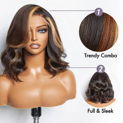 Brown Blonde Combo Highlight Loose Wave Glueless 5x5 Closure HD Lace Wig