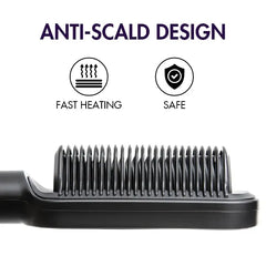 Hair Straightener Comb with US Plug, Built-in Ceramic Heating Plate, 20s Fast Heating & 5 Temp Settings & Anti-Scald for Professional Salon at Home | US Only