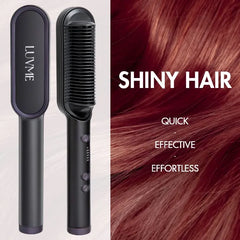 Hair Straightener Comb with US Plug, Built-in Ceramic Heating Plate, 20s Fast Heating & 5 Temp Settings & Anti-Scald for Professional Salon at Home | US Only