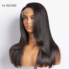 Layered Bangs Silky Straight Glueless 5x5 Closure HD Lace Wig