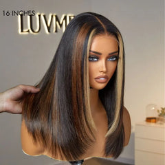 Luxurious Combo Color Highlights Silky Layered Cut Glueless 5x5 Closure HD Lace Wig
