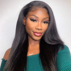 Natural Kinky Straight Glueless 5x5 / 13x4 HD Lace Long Wig 100% Human Hair - US Only