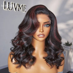 Dark Red Highlights C Part Loose Wave Glueless 5x5 Closure Lace Wig Ready to Go - US Only