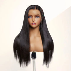 PreMax Wigs | 200% Density Natural Black Left Side Braids Straight 13x4 Frontal HD Lace Long Wig  - US Only
