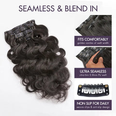 Soft Body Wave Seamless Clip in Extensions Real Human Hair Pieces 135g 9pcs / 7pcs with Free Gift