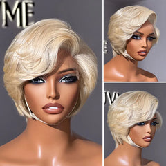 613 Blonde Pixie Cut Wig Glueless Minimalist HD Lace C Part Short Wig 100% Human Hair Pre-Cut Lace - LUVME GLUELESS™