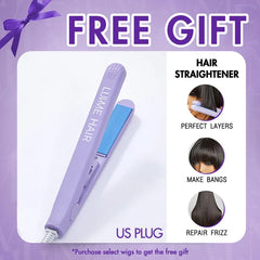 Graceful Natural Black Body Wave with Bangs 5x5 Closure Lace Glueless C Part Long Wig - US Only