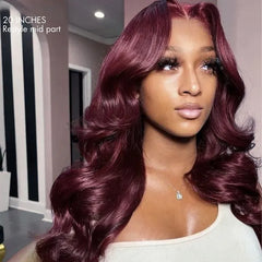 Chic Burgundy 99J Layered Cut Loose Body Wave Glueless 5x5 Closure Lace Wig Pre-Cut Lace - US Only