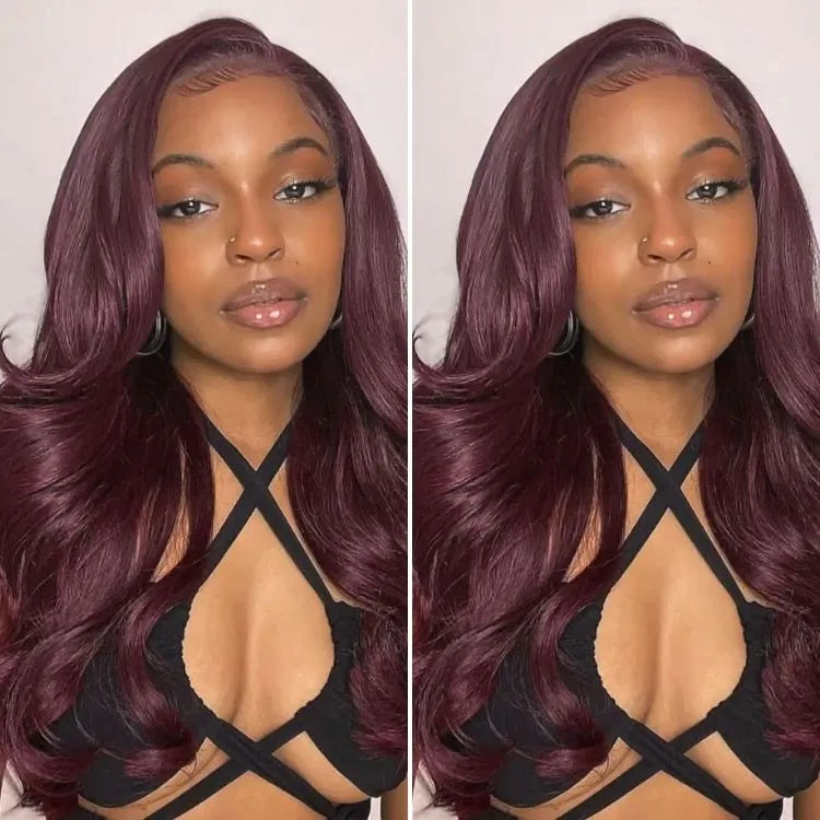 Chic Burgundy 99J Layered Cut Loose Body Wave Glueless 5x5 Closure Lace Wig Pre-Cut Lace - US Only